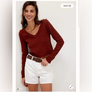 NWOT Free People manchester Rust V-Neck Sweater